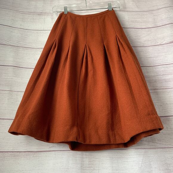 Vintage Kelita Brown A-Line Pleated Skirt Side Zipper Closure - Picture 12 of 16